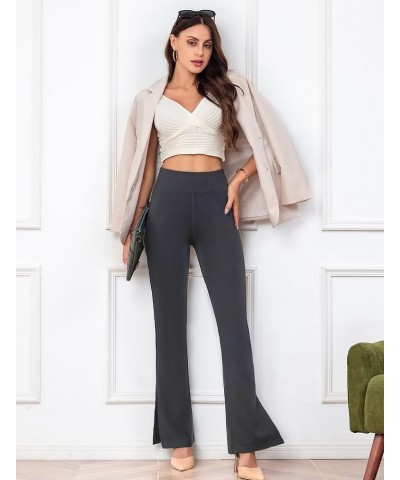 31'' Inseam Women High Waist Split Hem Flare Work Pants with Pockets Stretchy Pull On Long Pant Casual Slack Charcoal Grey $1...