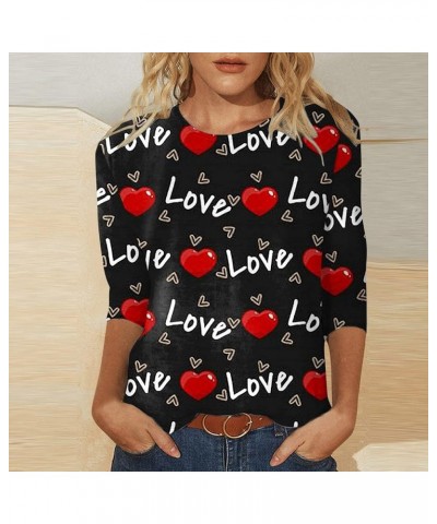 Valentines Day Shirts Women Cute Love Heart Print 3/4 Sleeve Shirts Slim Fashion Casual Tshirts A 022-red $7.49 Socks