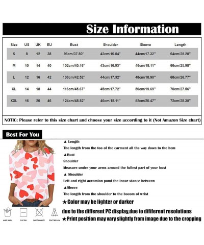 Valentines Day Shirts Women Cute Love Heart Print 3/4 Sleeve Shirts Slim Fashion Casual Tshirts A 022-red $7.49 Socks