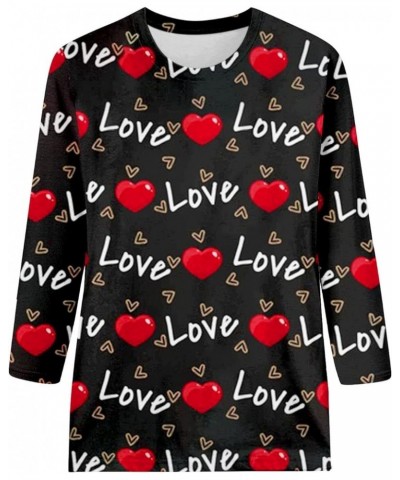 Valentines Day Shirts Women Cute Love Heart Print 3/4 Sleeve Shirts Slim Fashion Casual Tshirts A 022-red $7.49 Socks