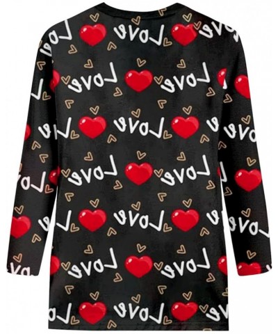 Valentines Day Shirts Women Cute Love Heart Print 3/4 Sleeve Shirts Slim Fashion Casual Tshirts A 022-red $7.49 Socks